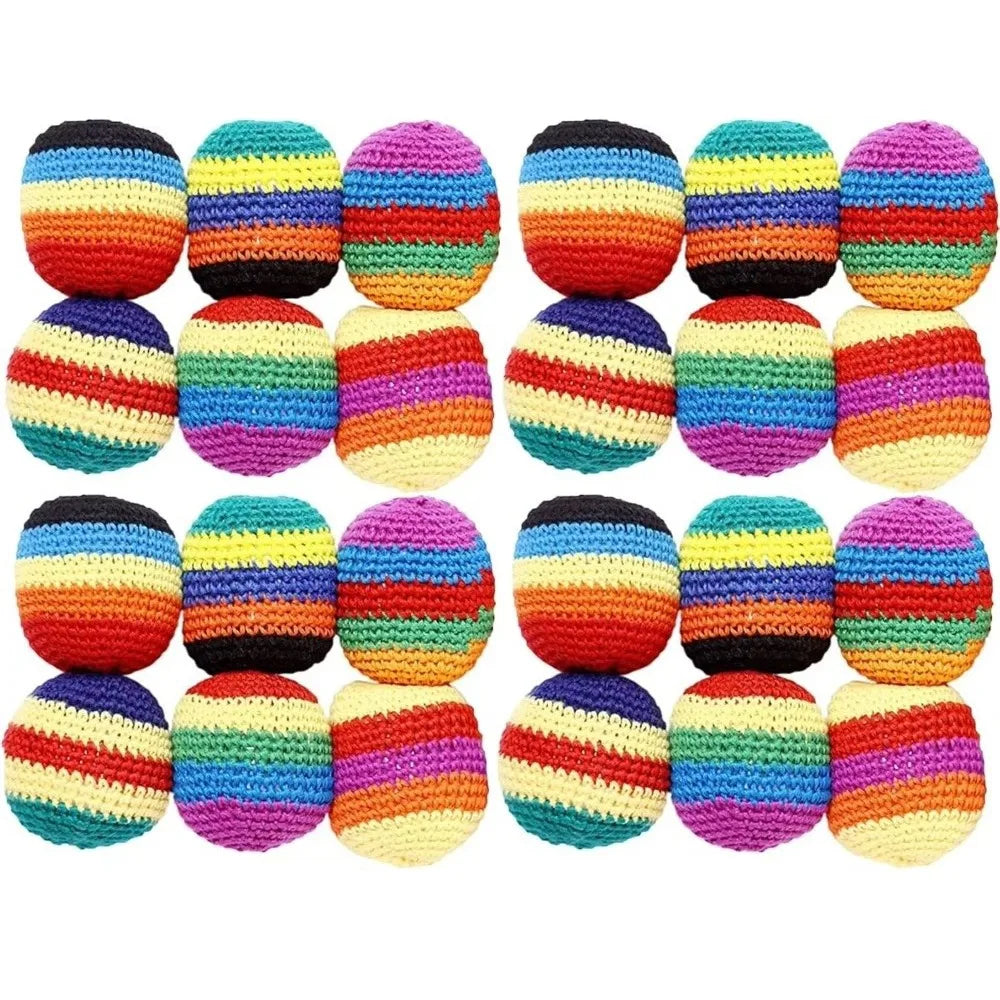 6/12/24Pcs Random Color Colorful Soft Juggling Balls Funny Handmade Kids Outdoor Toy Relaxed Durable Knitted Sandbag Kick Balls