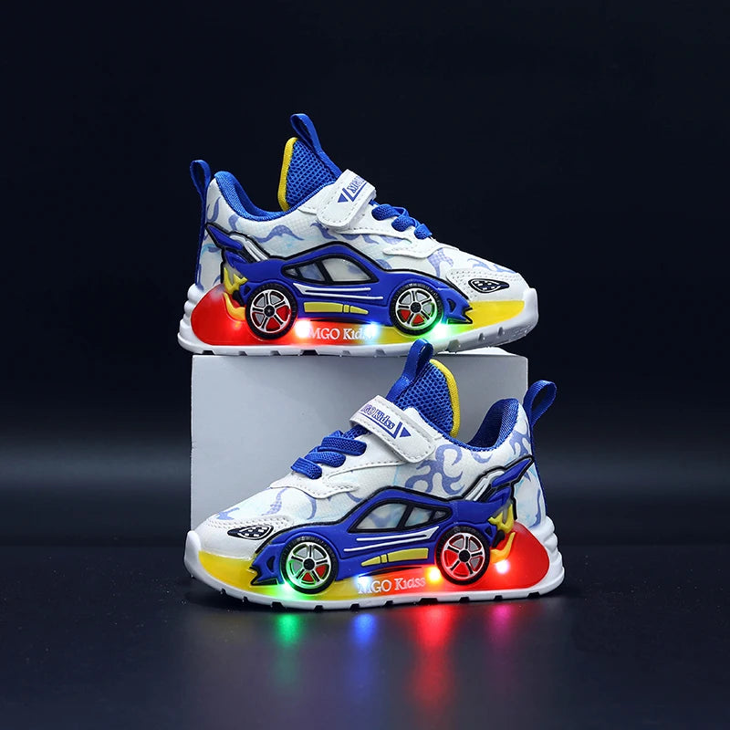 MGO Kidss Kids Light Up Car Themed Running Sneakers