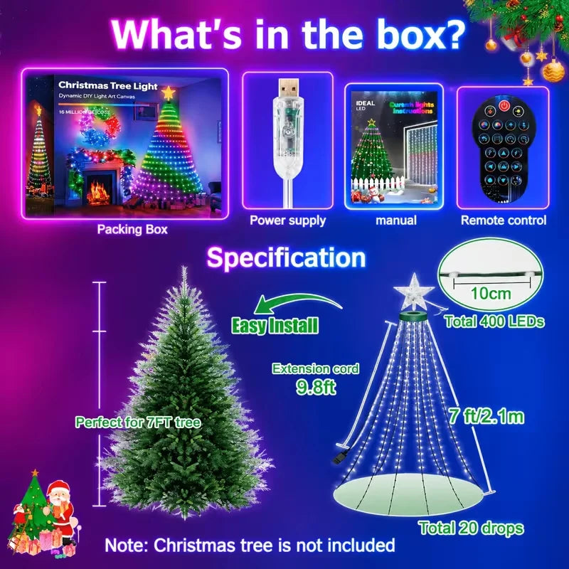 USB Bluetooth App Controlled Christmas String Lights With Remote Control