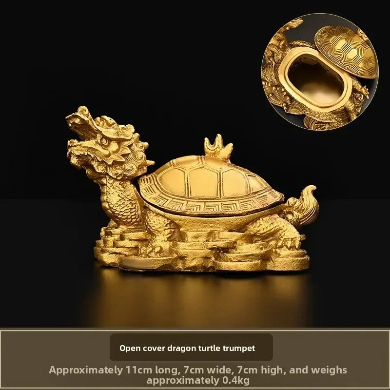 Feng Shui Copper Wealth Dragon Turtle Statue for Home Decor