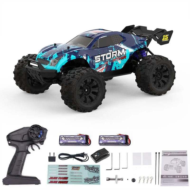 MT14R 1/14 RC Car JIUSI Brushless 80km/h 2.4G Remote Control Car High Speed Off-road Racing Car 23-26 Mins Working Time RC Toys