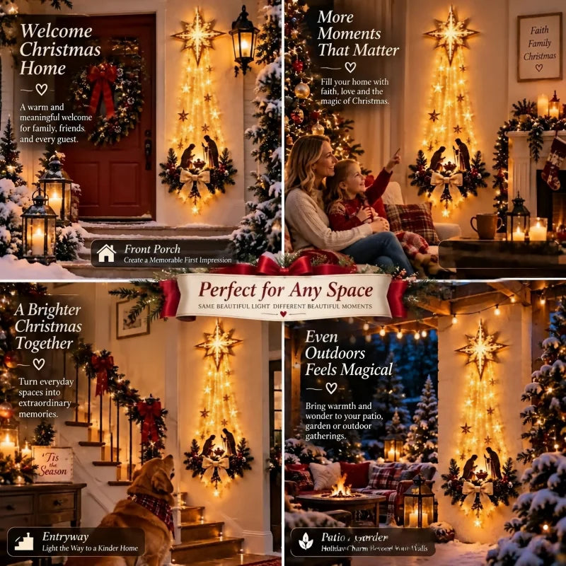 Lighted Nativity Wall Decor With Bethlehem Star For Christmas