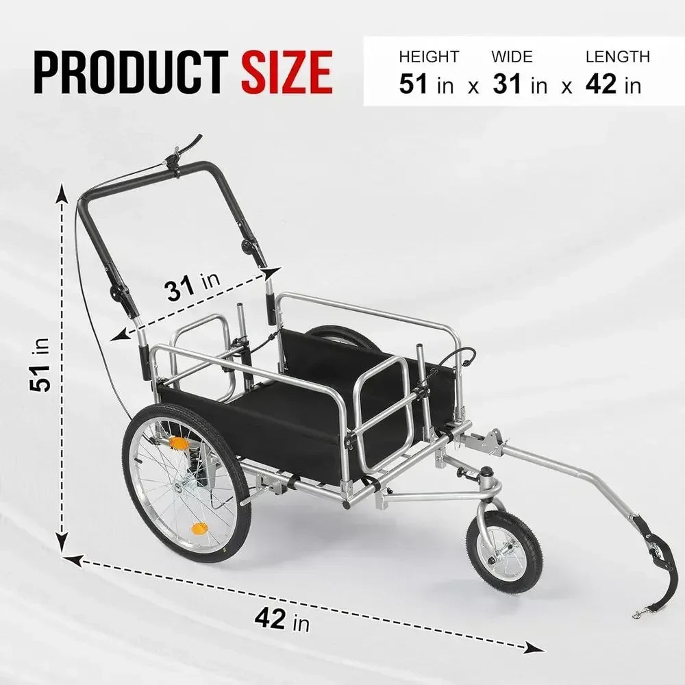 Heavy-Duty 220 lbs Bike Trailer with 20 Wheels for Grocery Hauling and Hitch System