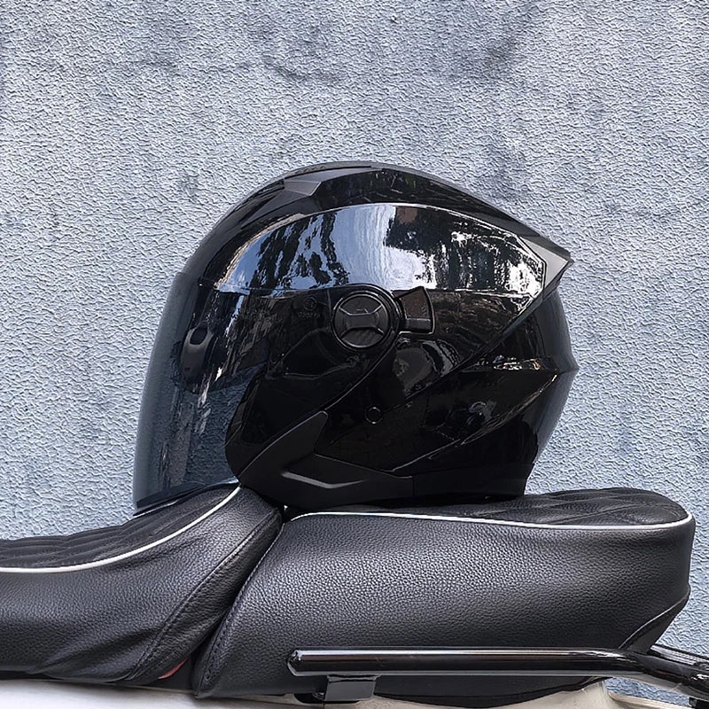 ORZ Motorcycle Open Face Helmet With Dual Lens Visor