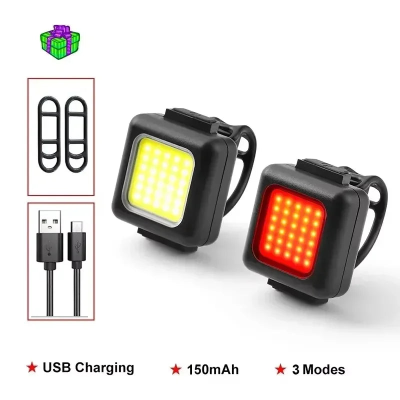 BUCKLOS Rechargeable COB LED Front And Rear Bicycle Light Set