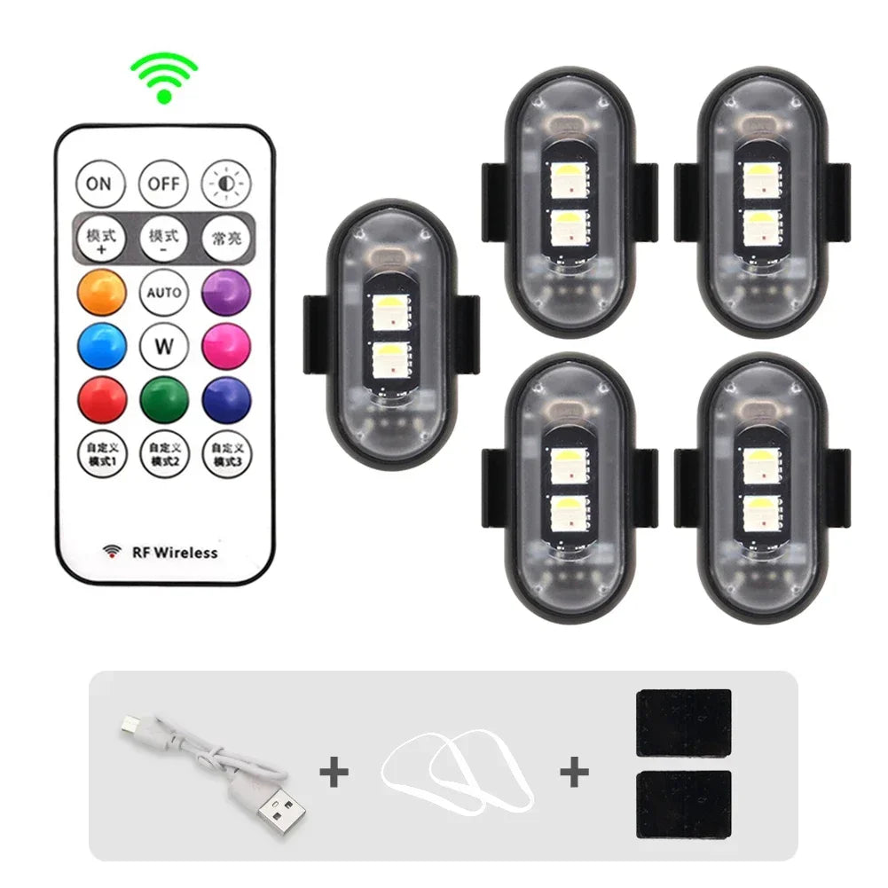 Wireless LED Strobe Warning Lights for Scooters Bikes and Aircraft