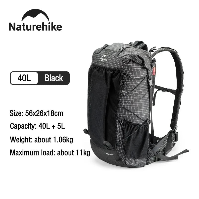 Naturehike 60 Plus 5L Waterproof Mountain Backpack With Rain Cover