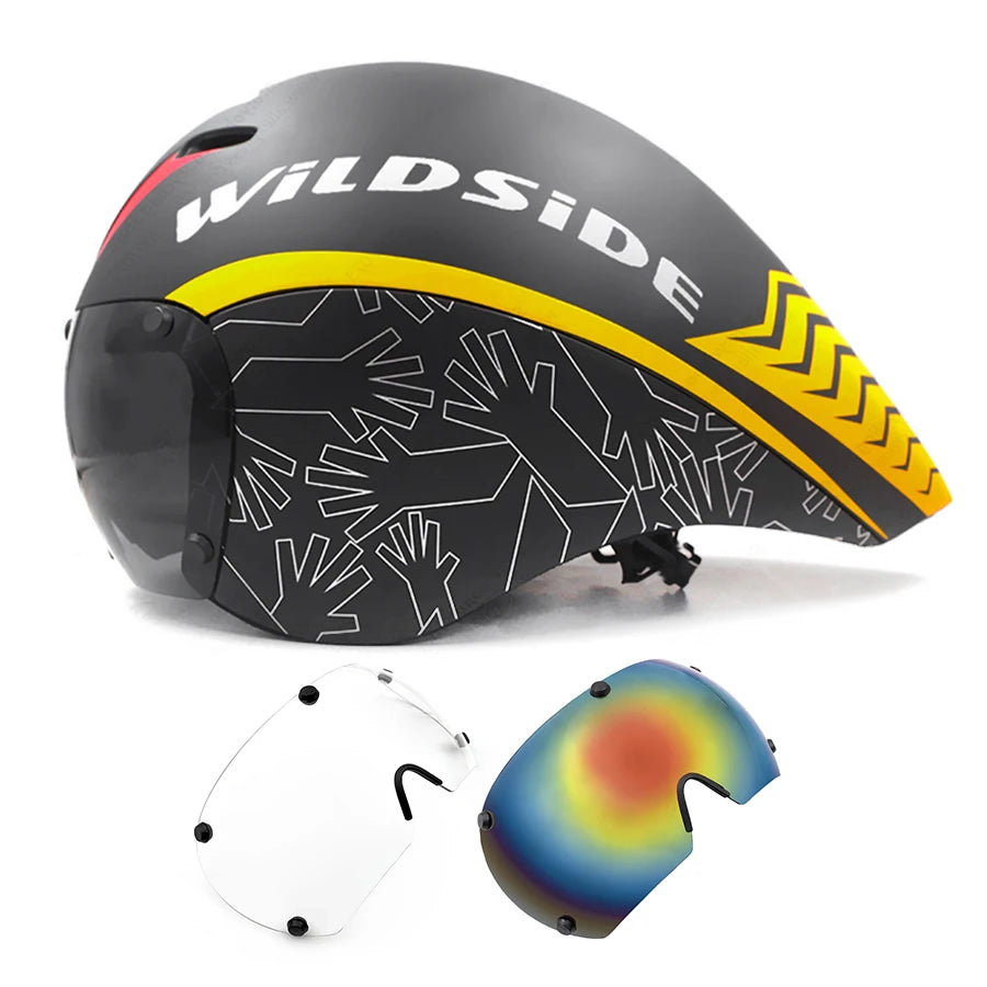 Wildside Aero Triathlon Cycling Helmet With Lens Goggles
