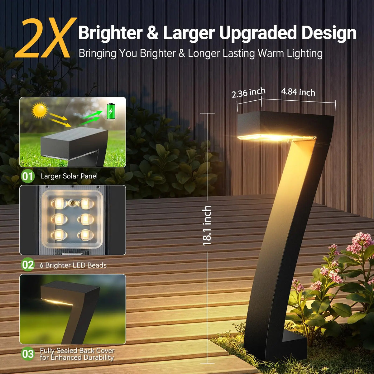 Upgraded Bright LED Solar Path Lights IP65 Waterproof Garden Decor
