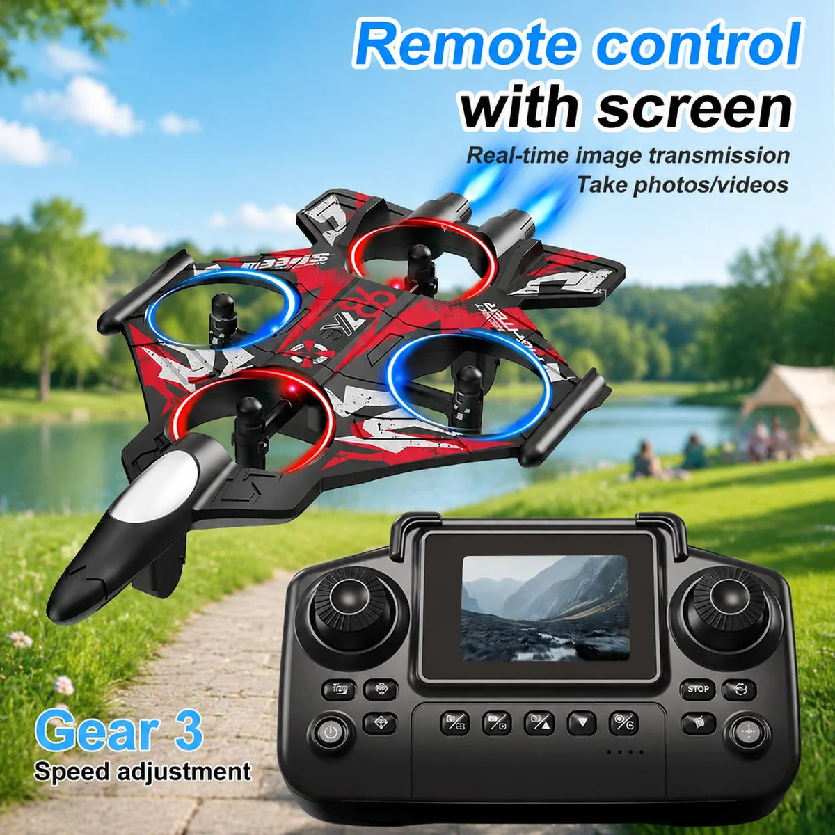 ZNLYRION Fighter Drone With Screen Remote And 480P Camera