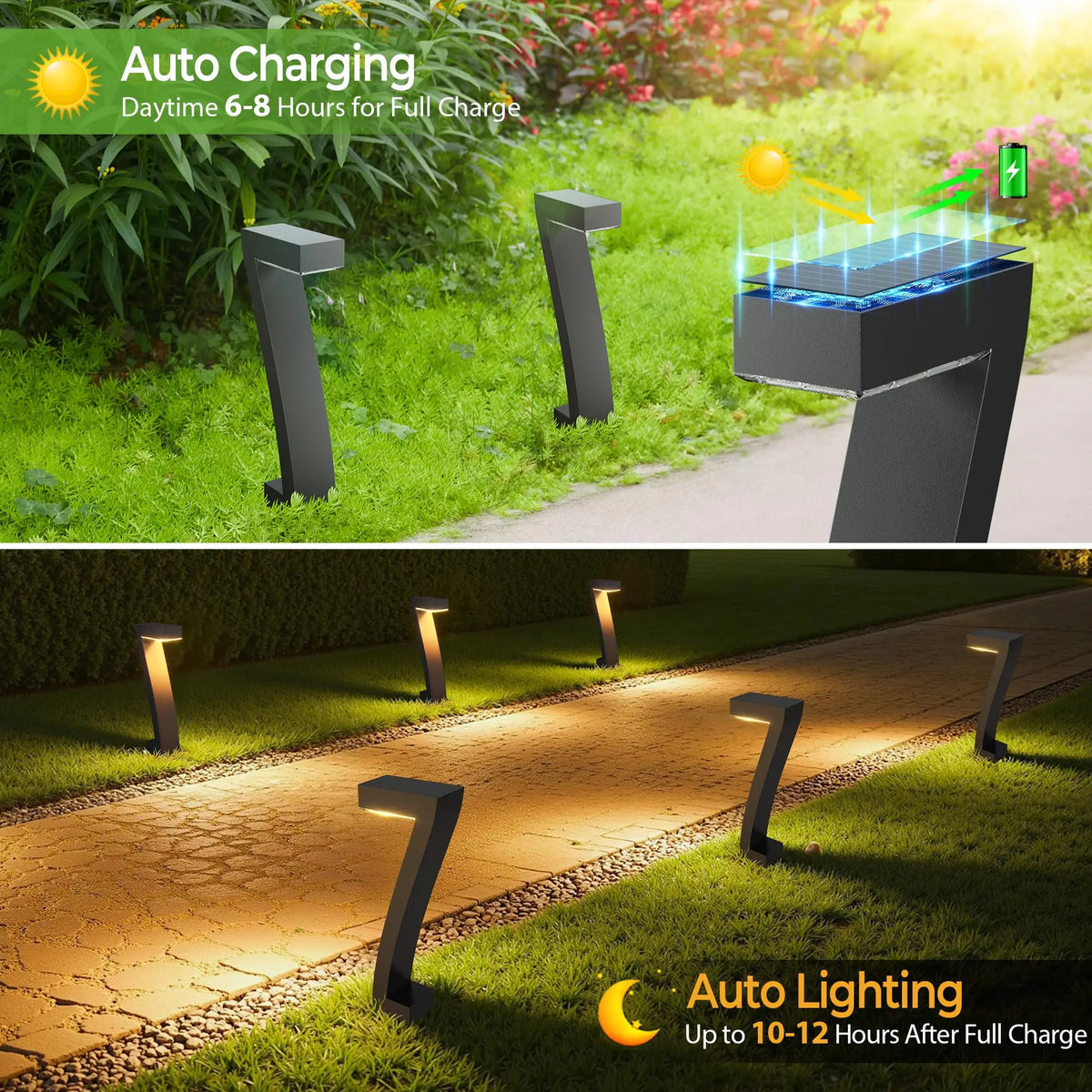 Upgraded Bright LED Solar Path Lights IP65 Waterproof Garden Decor