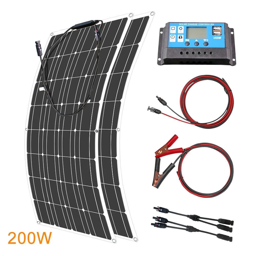ASUNERGE 12V Flexible Monocrystalline Solar Panel Waterproof RV