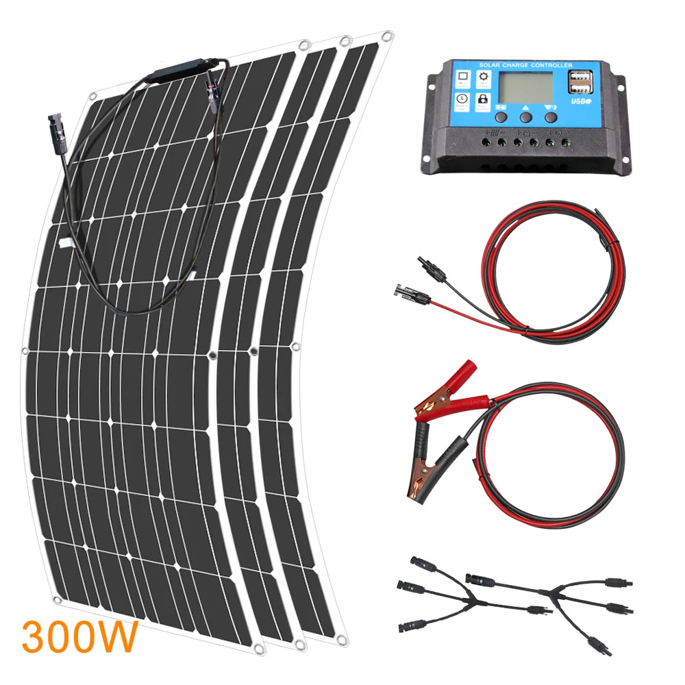 ASUNERGE 12V Flexible Monocrystalline Solar Panel Waterproof RV