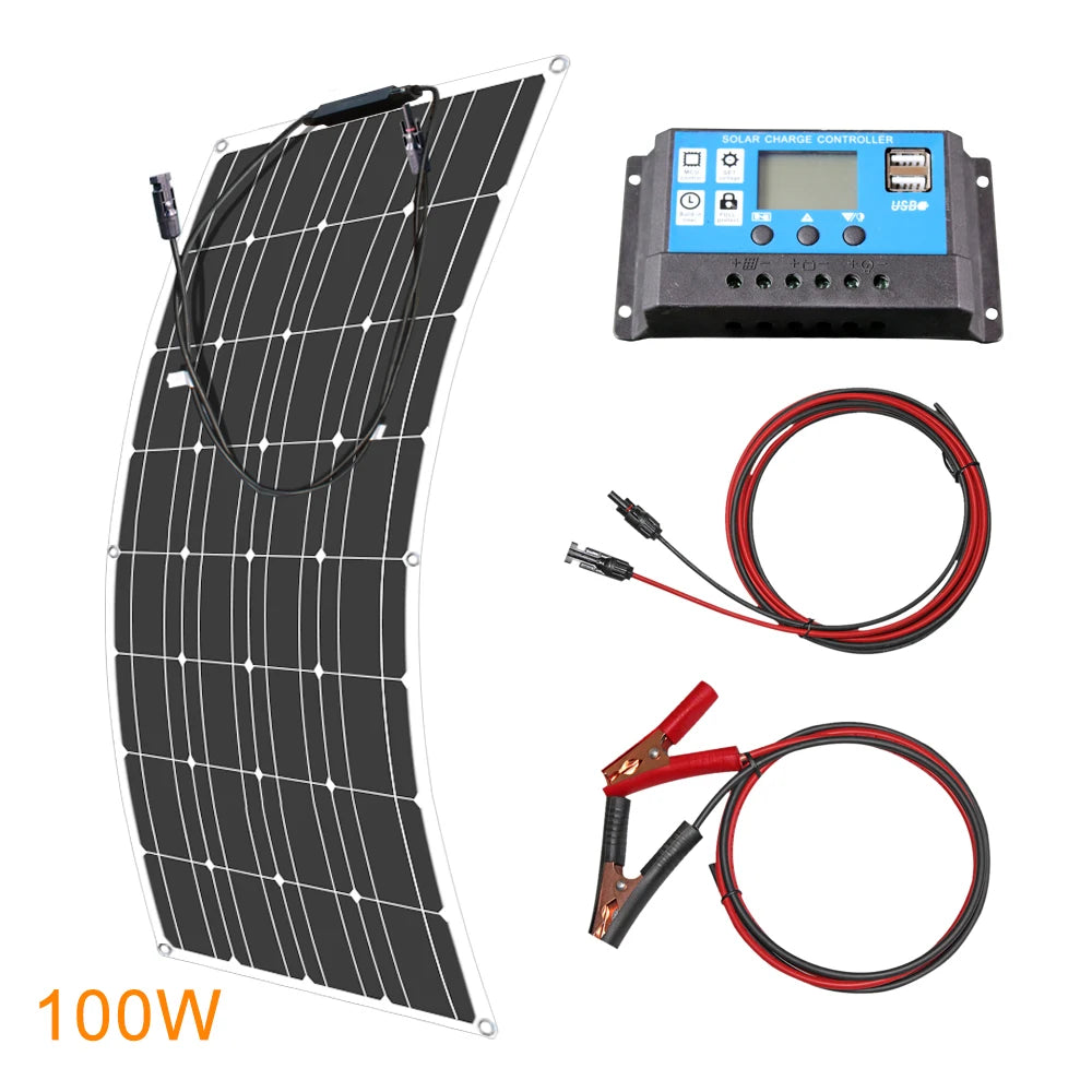 ASUNERGE 12V Flexible Monocrystalline Solar Panel Waterproof RV