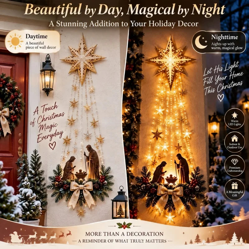 Lighted Nativity Wall Decor With Bethlehem Star For Christmas