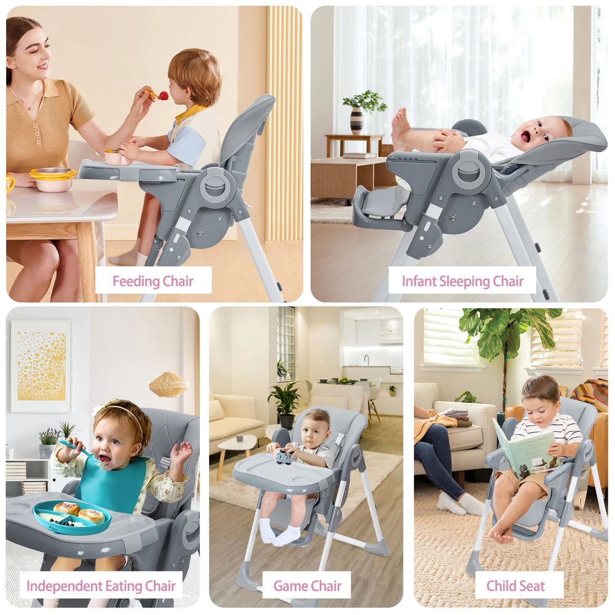 Baby High Chair With Adjustable Height And Foldable Design