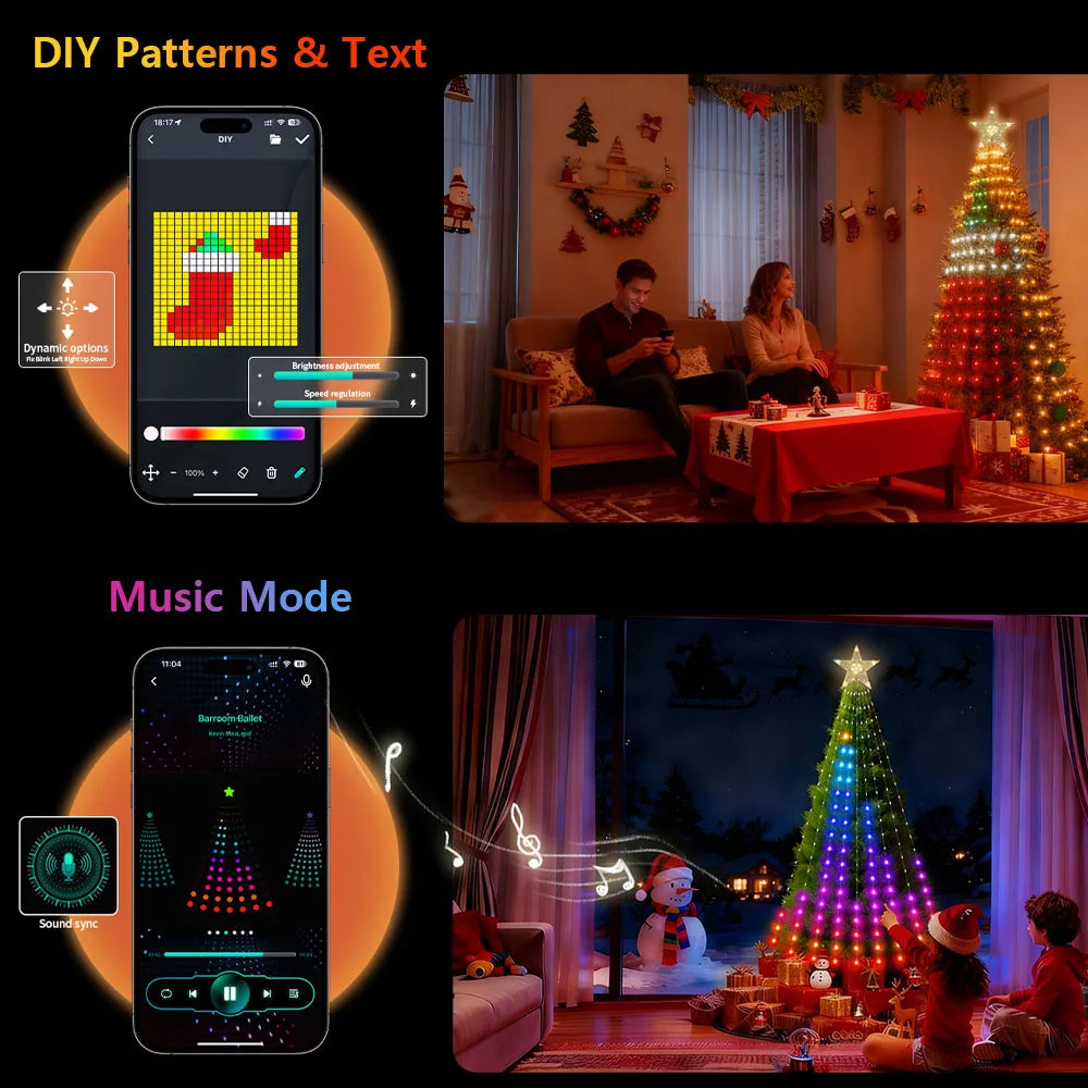 Christmas Tree Lights, RGBIC 400LED Smart Fairy String Lights with Top-Star Decor, Addressable Xmas Lights for Indoor Outdoor