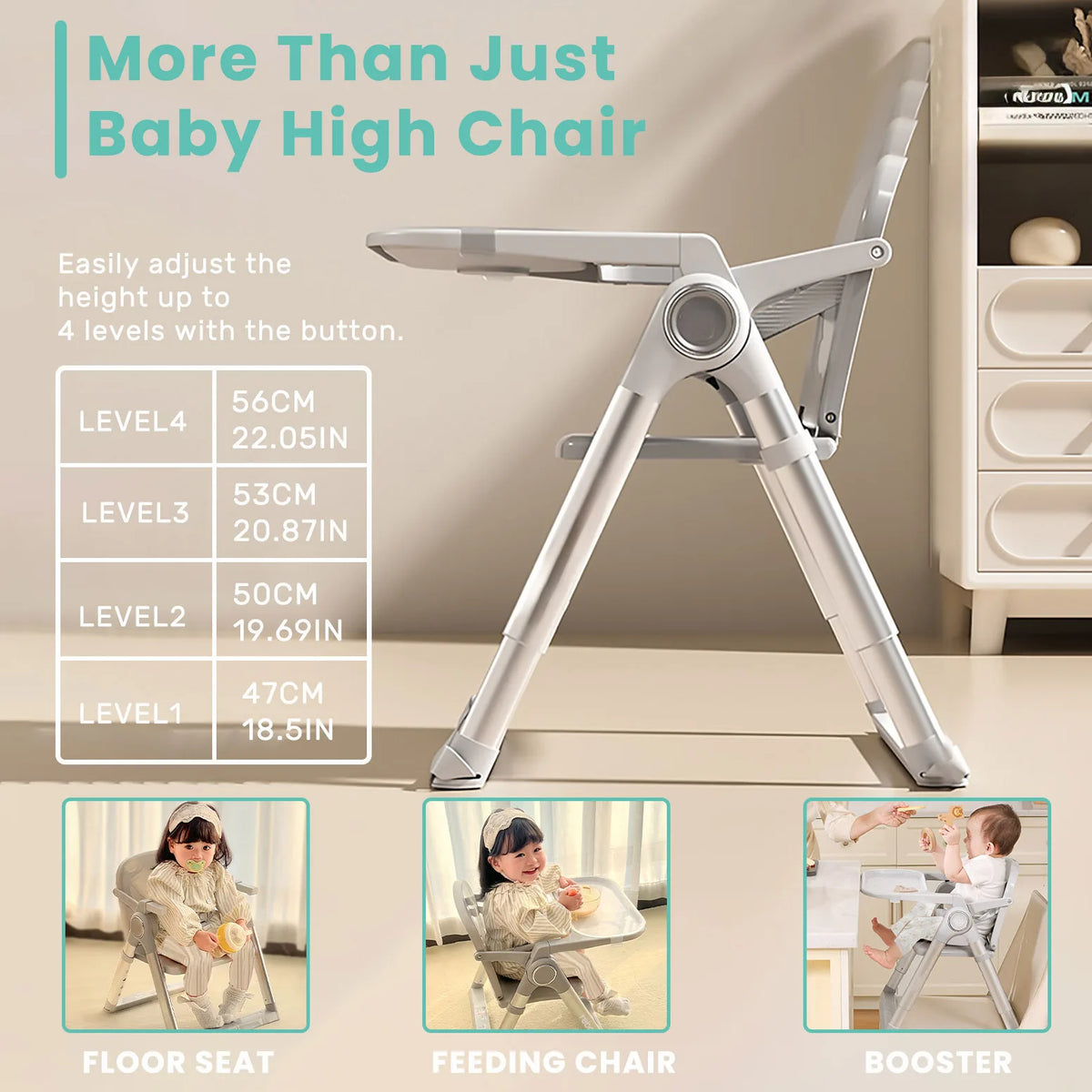 Baby Folding Booster Seat High Chair For Dining, Baby Toddler Portable Feeding Seat for Children 6 Months to 3 Years Approx
