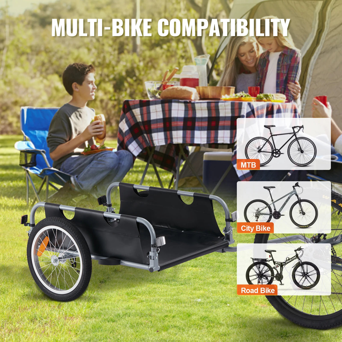 SucceBuy 100lbs Bike Cargo Trailer Foldable Bicycle Wagon Storage Cart with 16" Wheels&Safe Reflectors Fits 22"-28" Bike Wheels