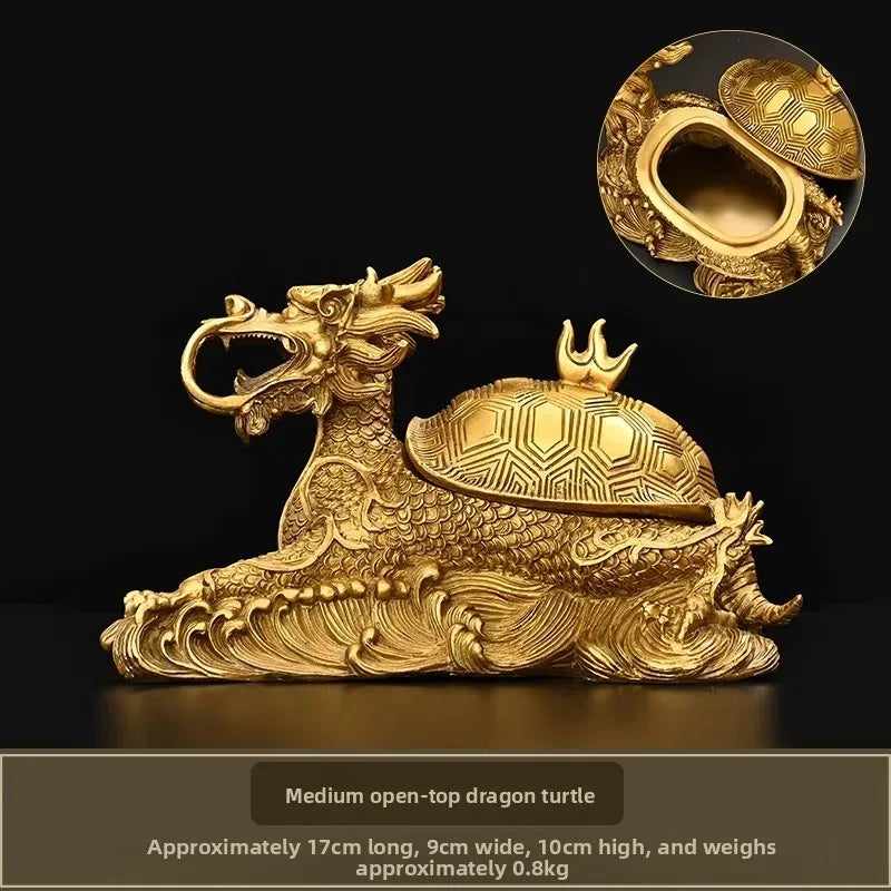 Feng Shui Copper Wealth Dragon Turtle Statue for Home Decor