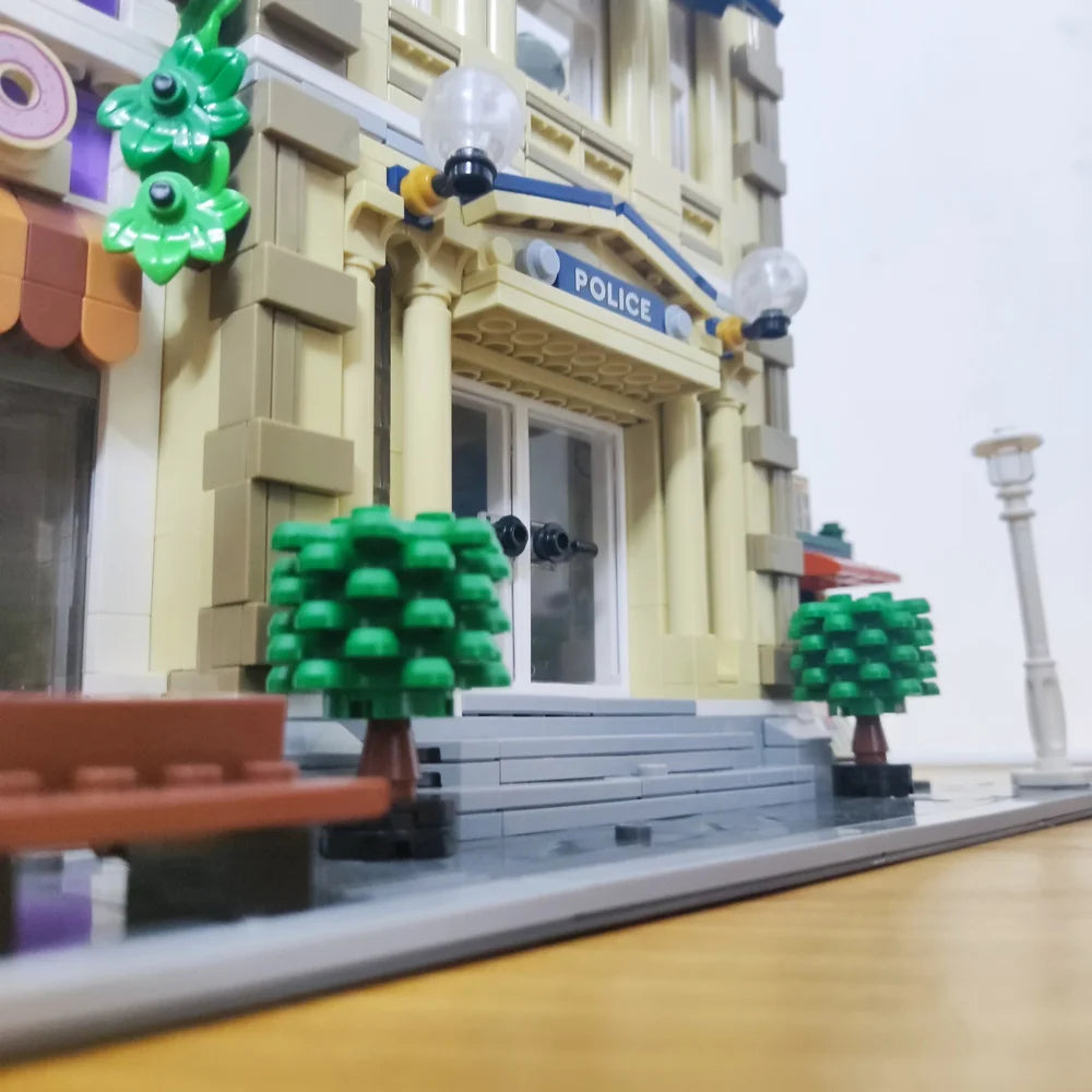 Creative Expert Street View Police Station Building Blocks Pet Store Model Assembly Sets Desk Decor Bricks Toys Gift For Adults