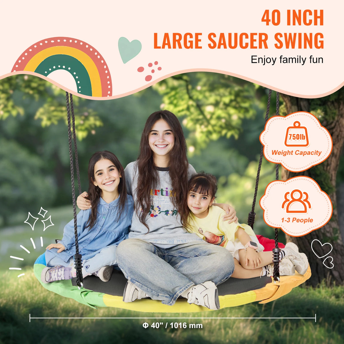 SucceBuy Tree Swing Saucer Swing Outdoor Family Fun