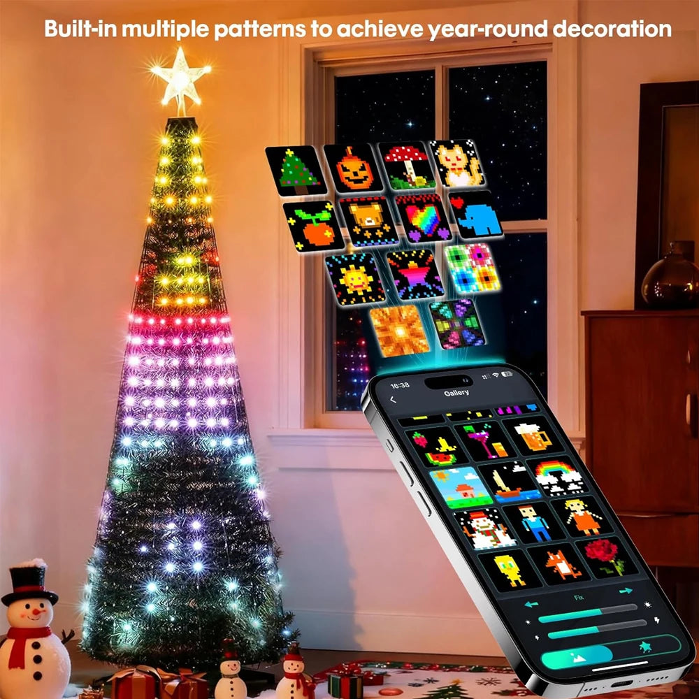 Smart RGBIC Christmas Tree Lights With Addressable Star Topper and Fairy Lighting
