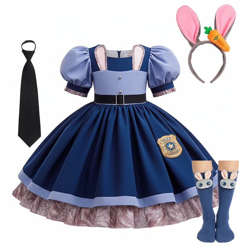 Girls Rabbit Police Officer Costume Dress for Halloween Cosplay Parties