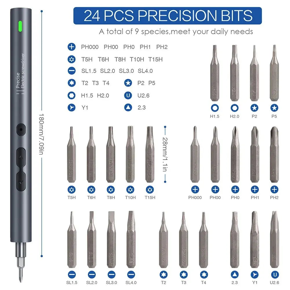 UF Tools Rechargeable Precision Electric Screwdriver Kit With Magnetic Bits