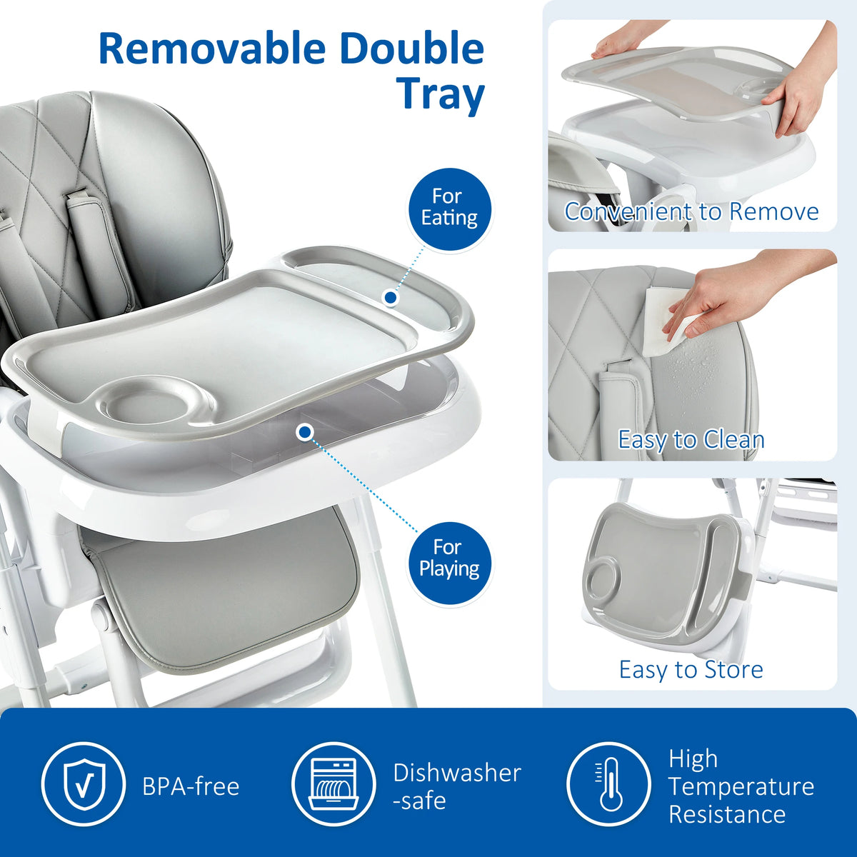 Baby High Chair With Adjustable Height And Foldable Design