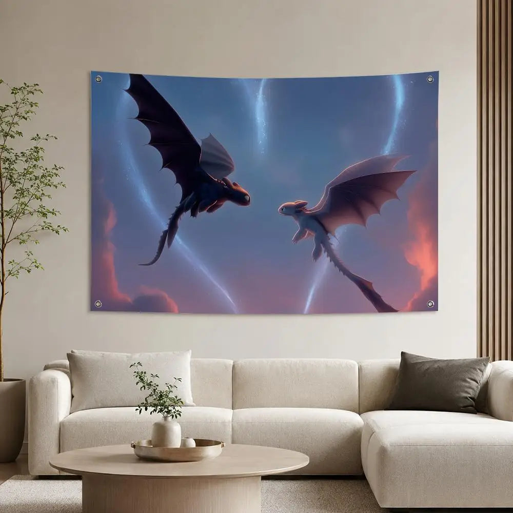H-How to Train Your Dragon Flags Aesthetic Wall Tapestry Printed Wall Hanging Living Room Party Outdoor Decor