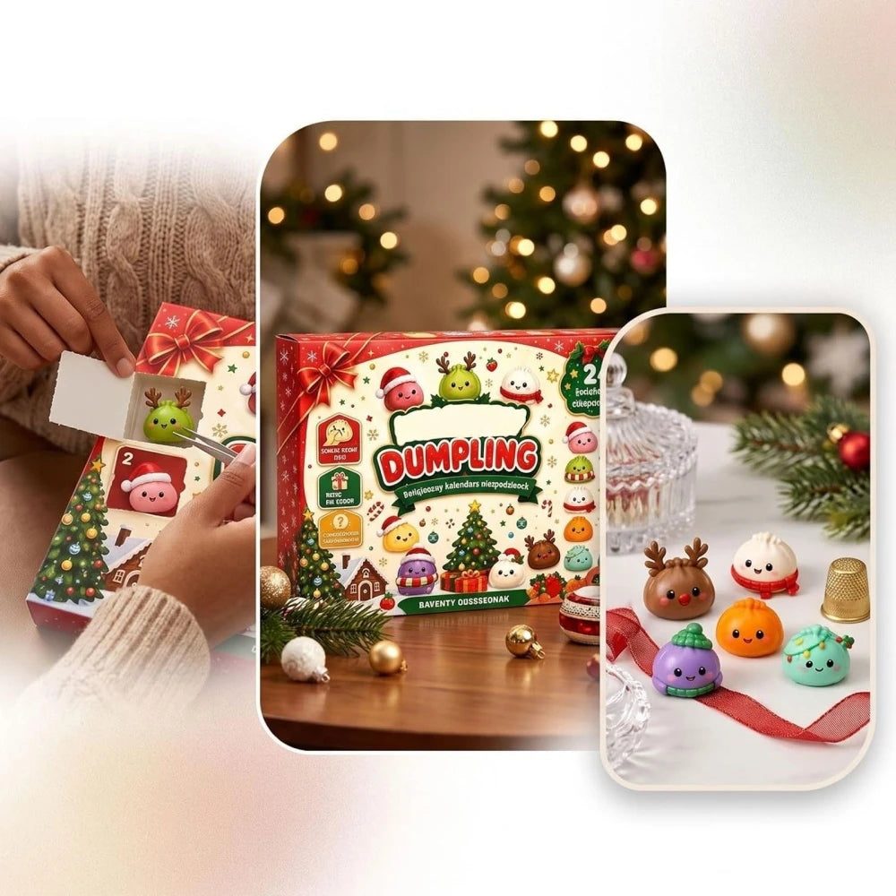 Christmas Dumpling Advent Calendar Countdown Ornaments and Festive Desktop Decor