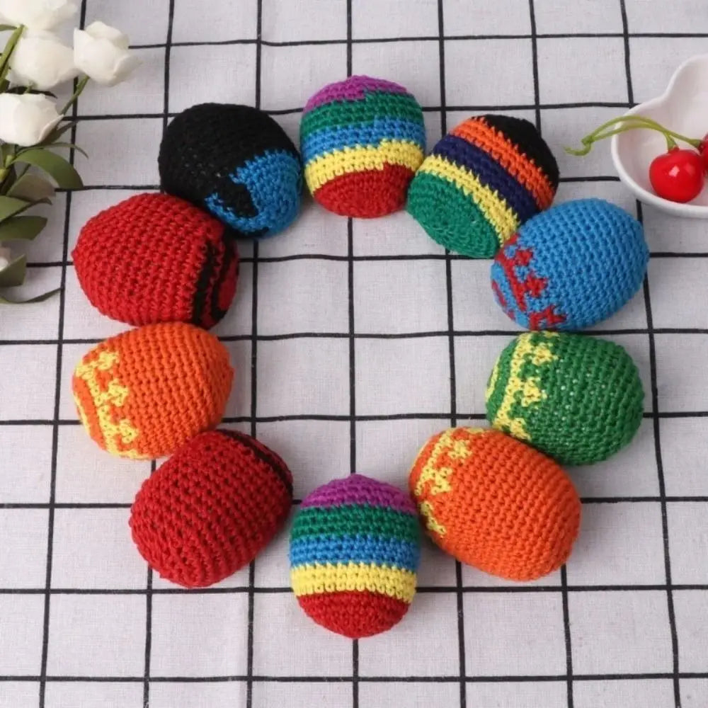 6/12/24Pcs Random Color Colorful Soft Juggling Balls Funny Handmade Kids Outdoor Toy Relaxed Durable Knitted Sandbag Kick Balls