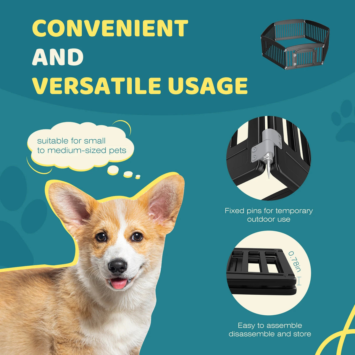 JHK Plastic Dog Playpen For Medium Dogs Indoor Outdoor