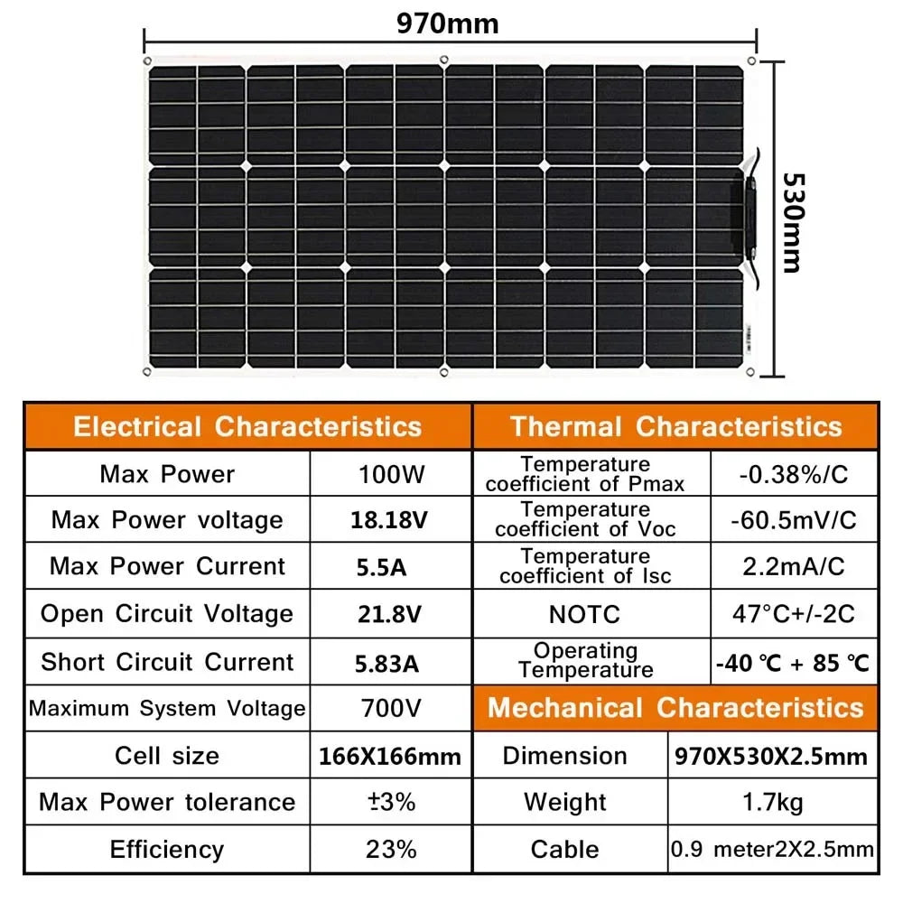 ASUNERGE 12V Flexible Monocrystalline Solar Panel Waterproof RV