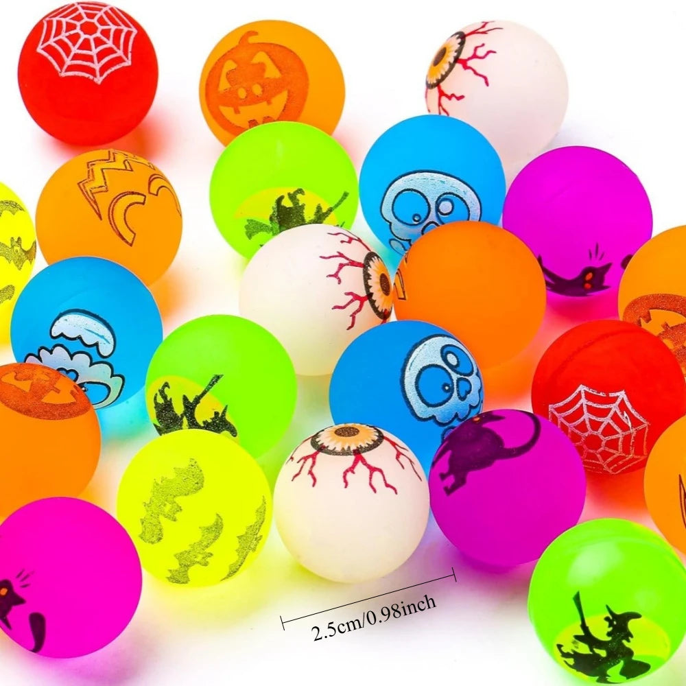 10-100Pcs MIni Glow-in-the-dark Bouncing Ball Spider Bat Ghost Halloween Party Favor Gift Bag Filler Halloween Decoration Props