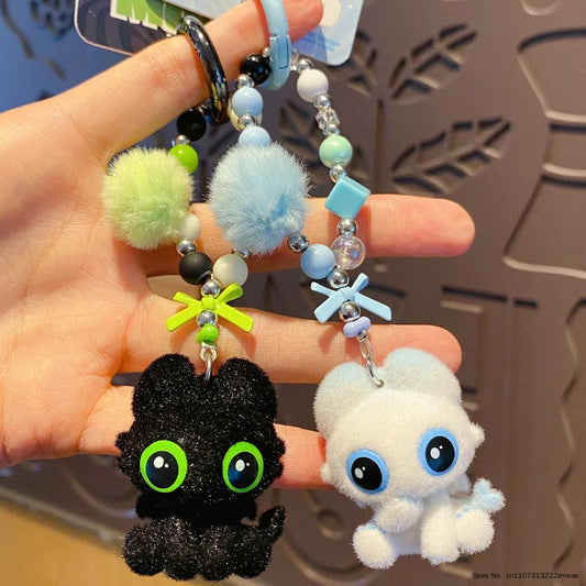 Original Genuine How To Train Your Dragon Plush Beaded Keychain Cute Toothless Doll Pendant Bag Hanging Ornament For Couples