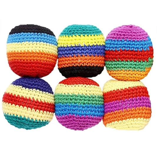 6/12/24Pcs Random Color Colorful Soft Juggling Balls Funny Handmade Kids Outdoor Toy Relaxed Durable Knitted Sandbag Kick Balls