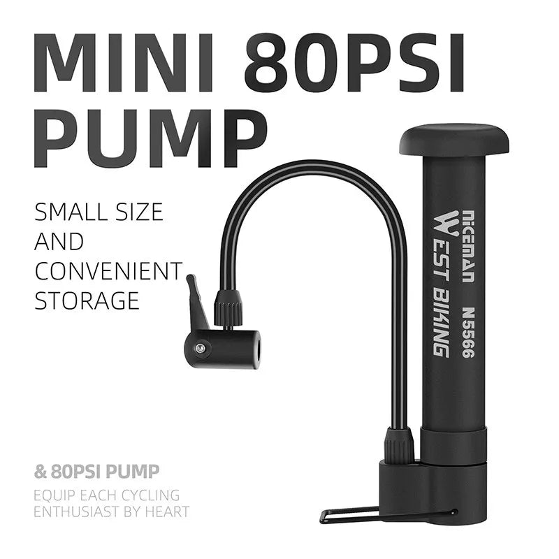 West Biking Manual Bike Pump for Tires and Schrader Valves