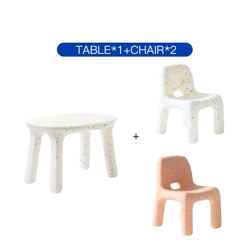 Kids Study Table And Chairs Set Backrest Cute Low Stool Small Kindergarten Outdoor Plastic Strong Durable Table Furniture Set