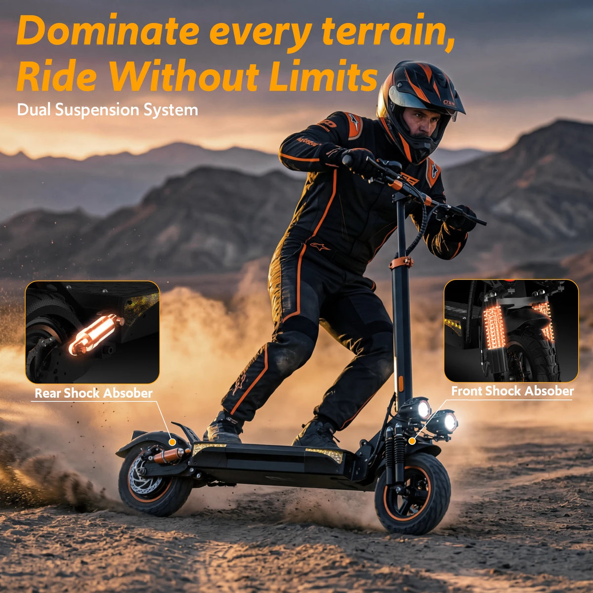 Osboo Off Road Electric Scooter With 1200W Motor And Suspension