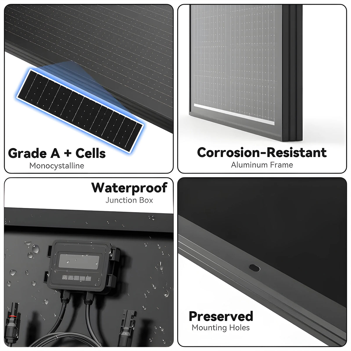 Rvpozwer Mono Solar Panel 24 Efficient Monocrystalline N Type 18BB