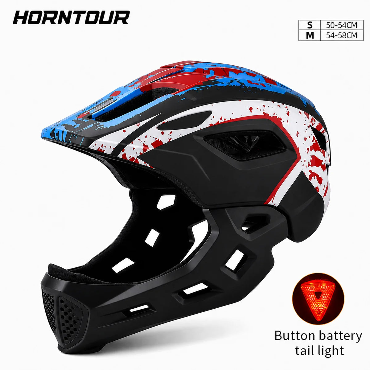 Horntour Kids Full Face Bike Helmet Removable Breathable Cycling Protection