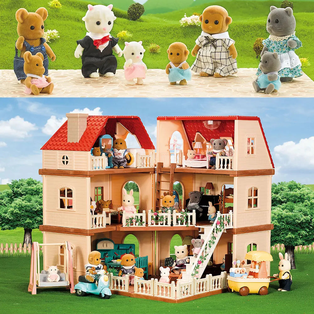 1/12 Dollhouse Furniture Family House Villa Simulate Forest Rabbit Animal Family Miniature Scene Toy Display Furniture Toy Gift