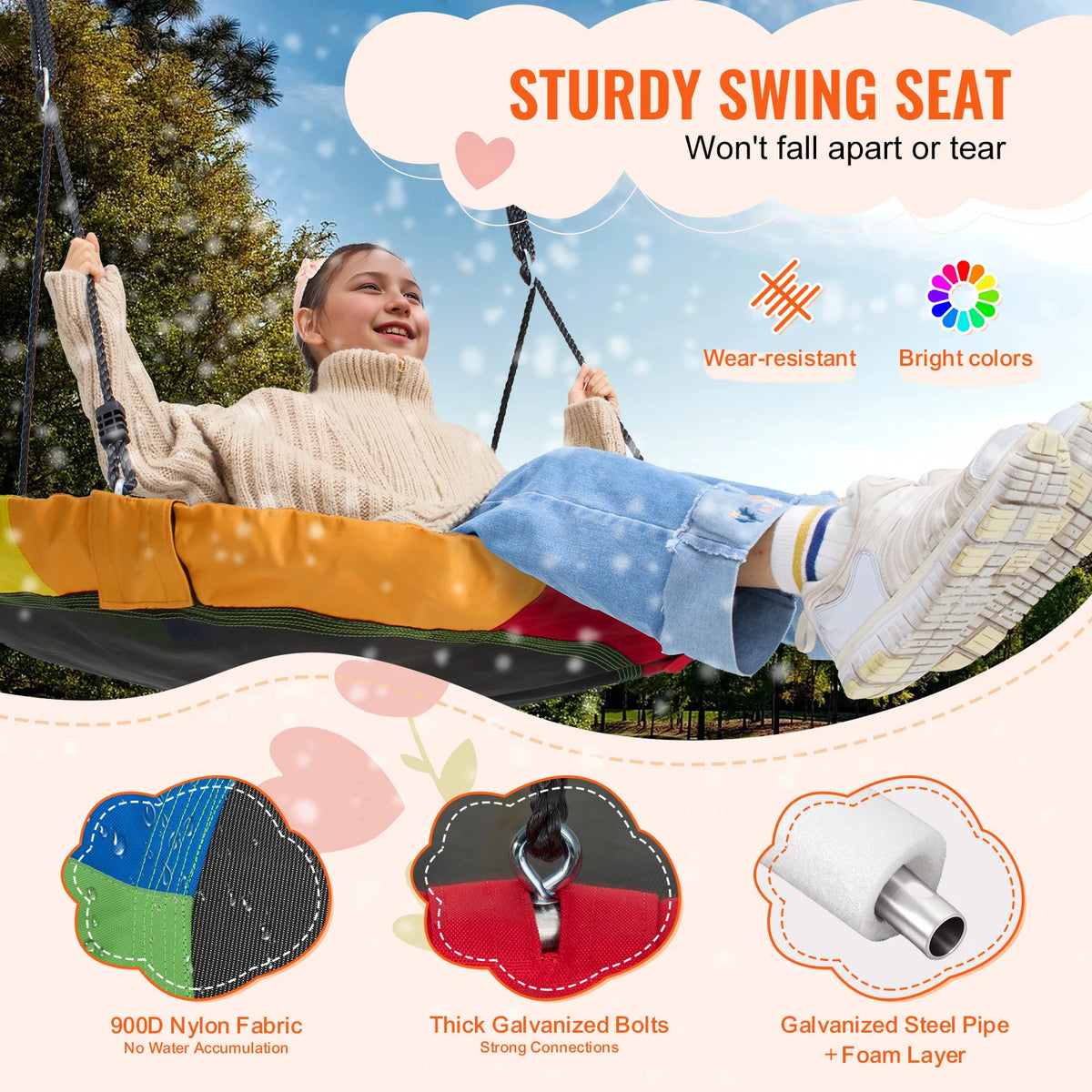 SucceBuy Tree Swing Saucer Swing Outdoor Family Fun