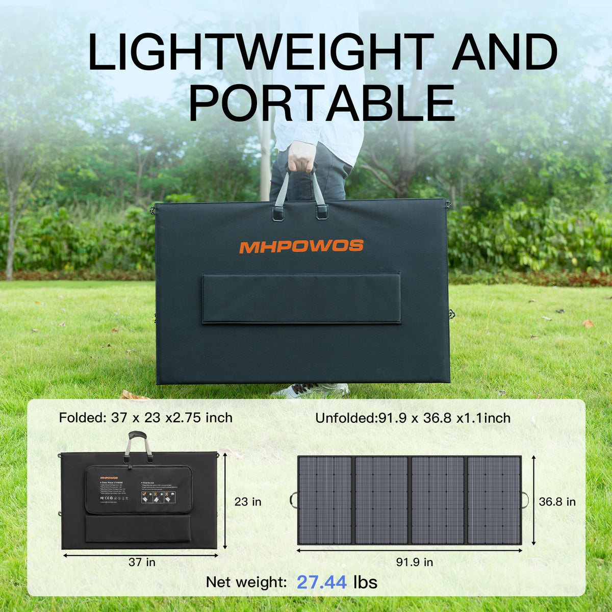 MHPOWOS 400W Portable Folding Solar Panel For Power Stations
