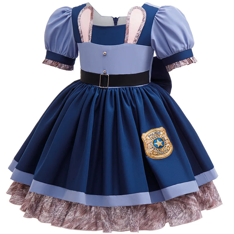 Girls Rabbit Police Officer Costume Dress for Halloween Cosplay Parties