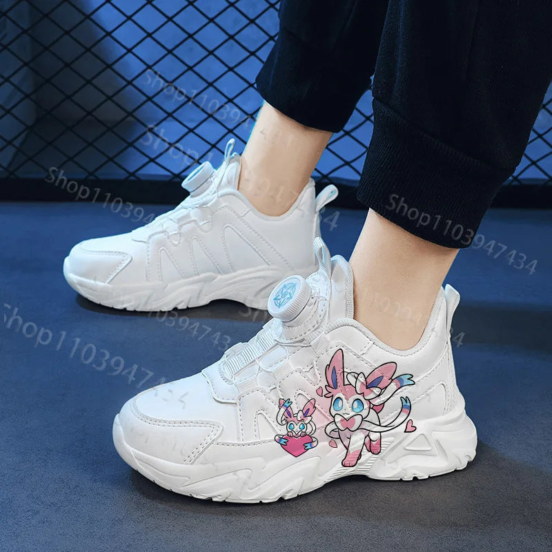 Bandai Sylveon Kids Sneakers With Rotating Button Design Thick Sole