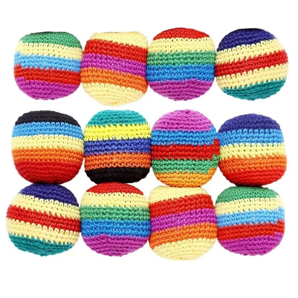 6/12/24Pcs Random Color Colorful Soft Juggling Balls Funny Handmade Kids Outdoor Toy Relaxed Durable Knitted Sandbag Kick Balls