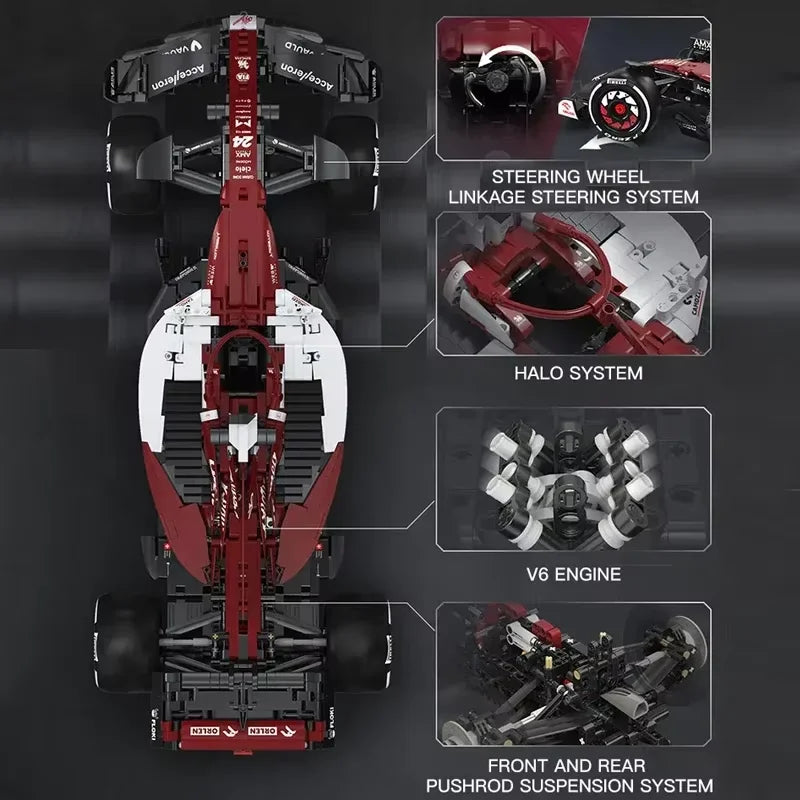 Cada Technical Drift Racing MOC F1 Champions Team C42 2022 Racing Car Building Blocks Sports Car Brick Puzzle Toys Kids Gifts
